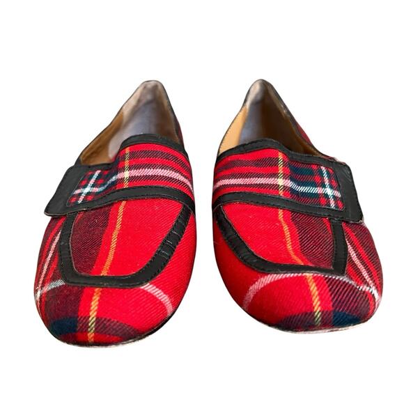 Bettye Muller Women's Red Tartan Plaid Loafers Flats Size 6 - Picture 3 of 13